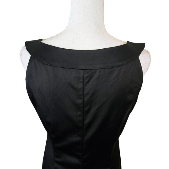 John Lewis Black Satin Slip Dress Size 14 Black Formal Event Cocktail Attire LBD - Picture 8 of 13